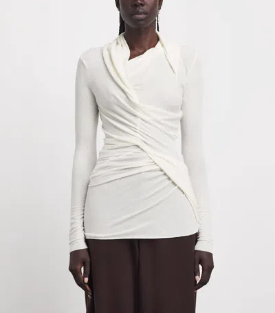 Source Unknown Folgore Asymmetric Draped Top In Ivory