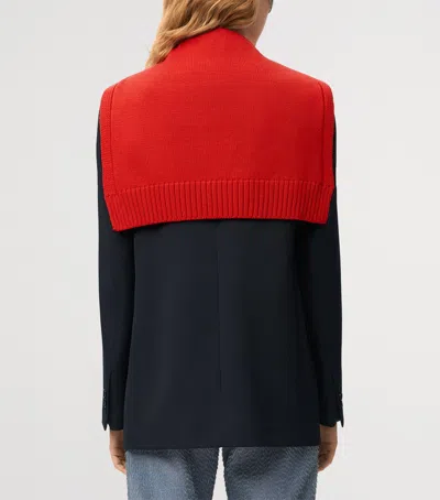 Loewe Wool Knitted-overlay Blazer In Blue