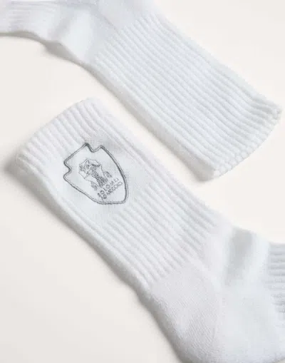 Brunello Cucinelli Embroidered Socks In White
