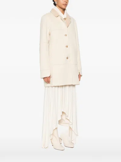 Source Unknown Odera Reversible Shearling Coat In Animal Print