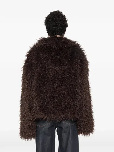 Source Unknown Hathi Belted Faux-fur Jacket In Brown