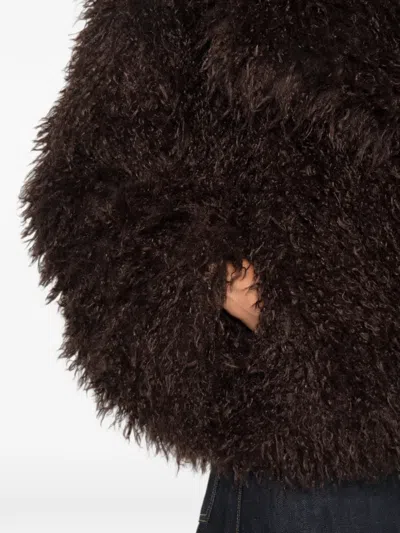 Source Unknown Hathi Belted Faux-fur Jacket In Brown
