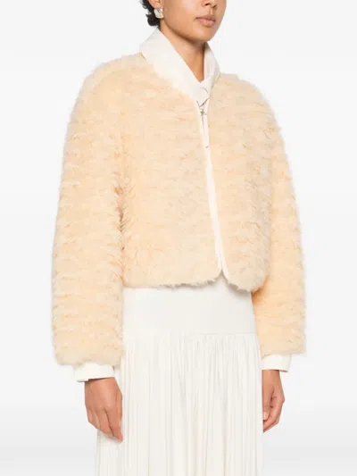 Source Unknown Daye Shearling Cropped Jacket In Animal Print