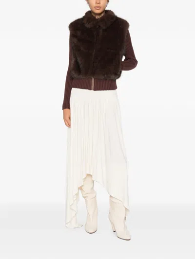 Source Unknown Faux-fur Ribbed-knit Cardigan In Multi