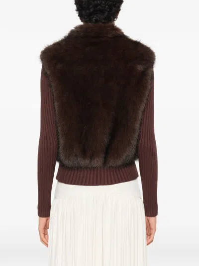 Source Unknown Faux-fur Ribbed-knit Cardigan In Multi