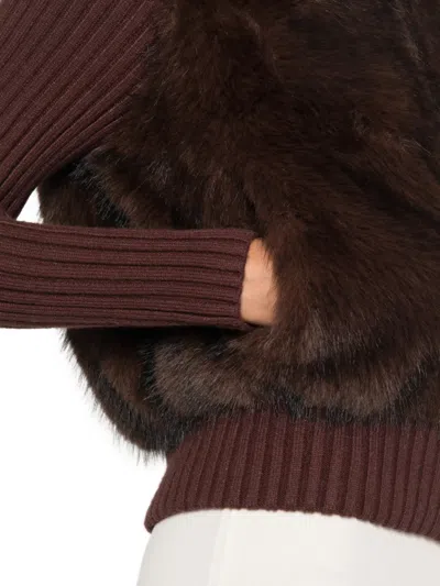 Source Unknown Faux-fur Ribbed-knit Cardigan In Multi