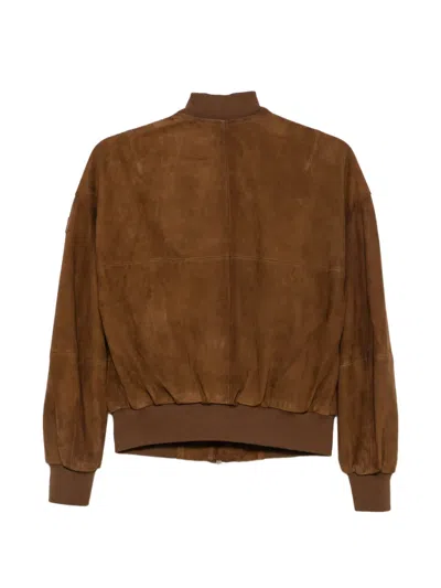 Peuterey Suede Bomber Jacket In Multi