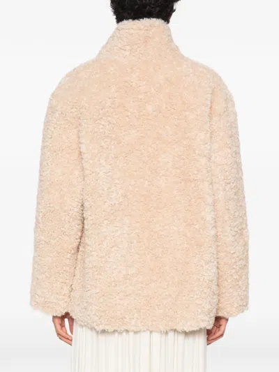 Source Unknown Manuela Shawl-collar Shearling Jacket In Neutral