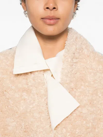 Source Unknown Manuela Shawl-collar Shearling Jacket In Neutral