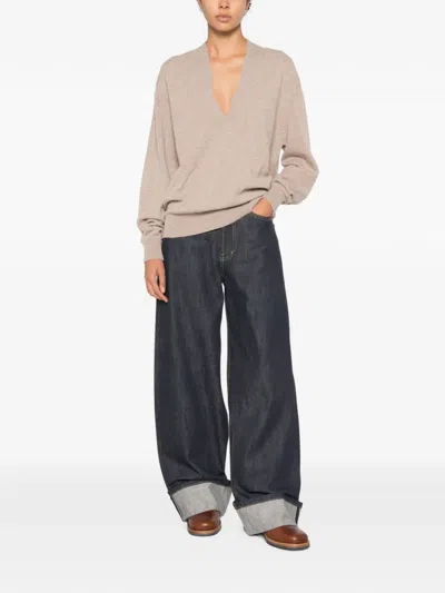 Source Unknown Byrone Half-twist Sweater In Brown