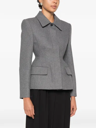 Source Unknown Wool-blend Hourglass Terzo Blazer In Gray