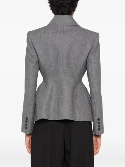 Source Unknown Wool-blend Hourglass Terzo Blazer In Gray