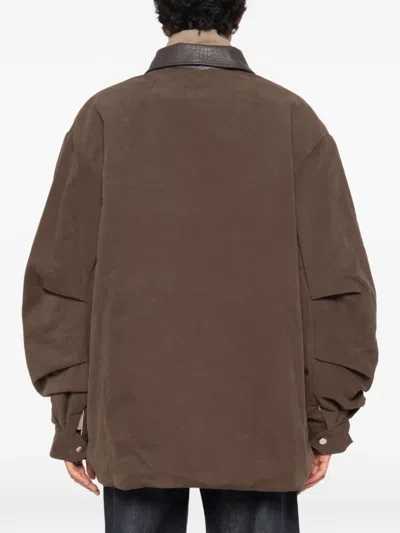 Source Unknown Baia Fleece Military Jacket In Brown