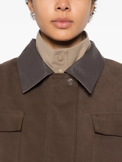 Source Unknown Baia Fleece Military Jacket In Brown