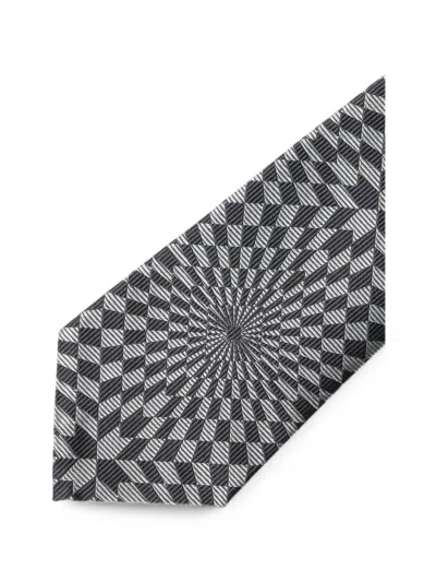 Versace Jacquard Silk Twill Tie In Gray