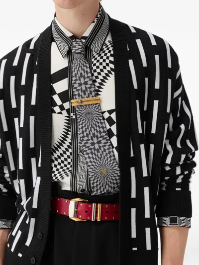 Versace Jacquard Silk Twill Tie In Gray