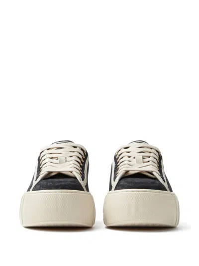 Versace Greca Jacquard Canvas Platform Trainers In Black