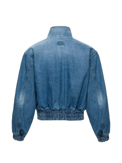 Magda Butrym Elasticated-hem Denim Jacket In Blue