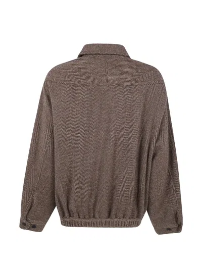 Polo Ralph Lauren Herringbone-pattern Wool Jacket In Brown