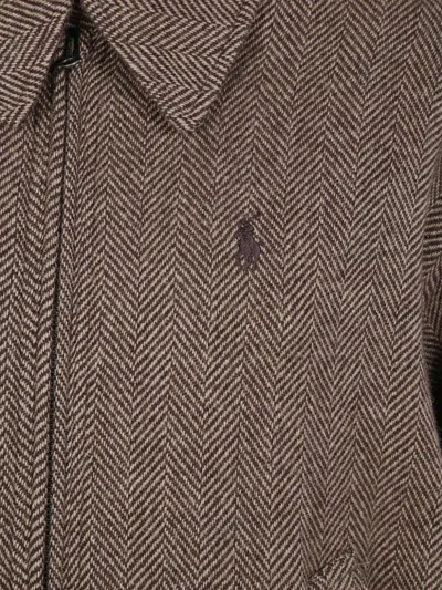 Polo Ralph Lauren Herringbone-pattern Wool Jacket In Brown