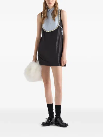 Prada Embroidered Poplin Tie Vest In Multi