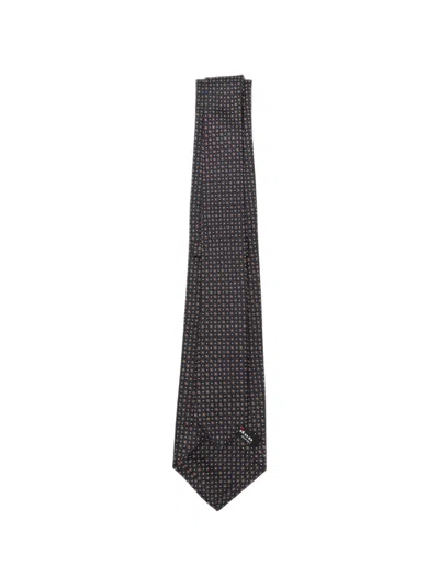 Kiton Geometric-pattern Tie In Black