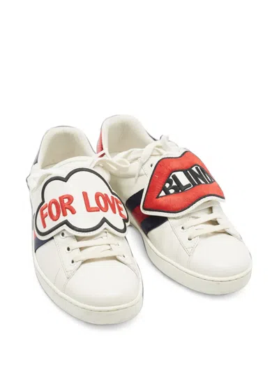 Pre-owned Gucci Ace Removable-patch Sneakers In 白色