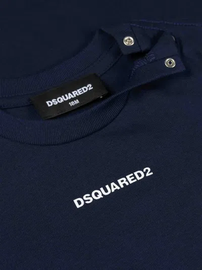 Dsquared2 Logo-print Shoulder-button T-shirt In Blue