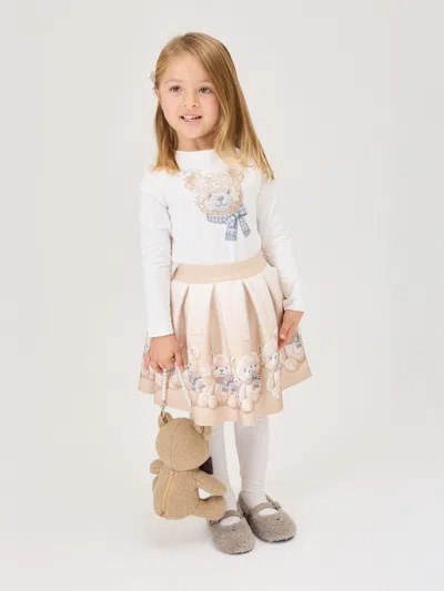 Monnalisa Sequin Teddy Bear T-shirt In Multi