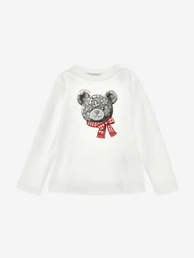Monnalisa Sequin Teddy Bear T-shirt In Multi