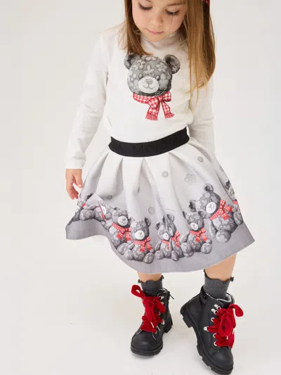 Monnalisa Sequin Teddy Bear T-shirt In Multi