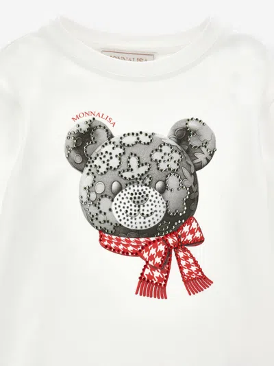 Monnalisa Sequin Teddy Bear T-shirt In Multi
