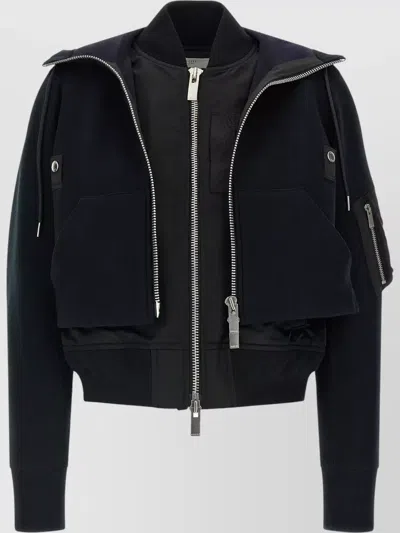 Sacai Sponge Double-layer Bomber Jacket In Black