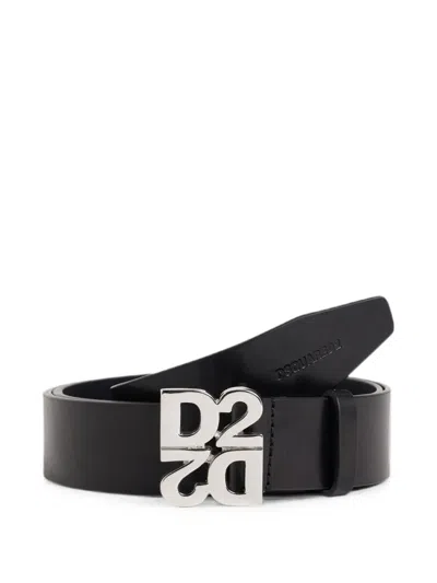 Dsquared2 D2 Upside Down Belt In Black