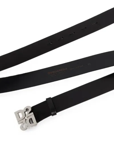 Dsquared2 D2 Upside Down Belt In Black
