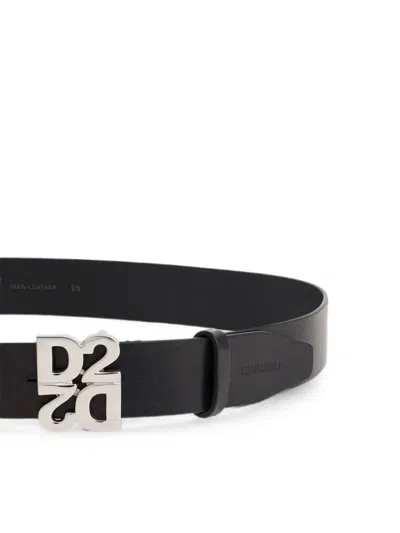 Dsquared2 D2 Upside Down Belt In Black