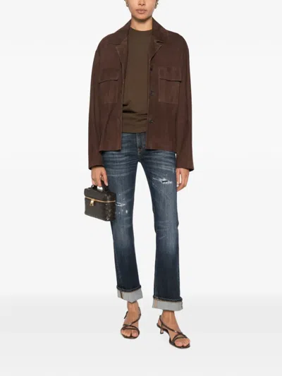 Dondup Distressed Turn-up Jeans In Multi