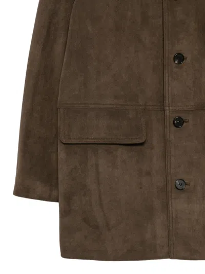 Dunst Raglan-sleeve Button-up Coat In Brown