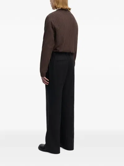 Another Aspect Pinstripe-pattern Trousers In Black