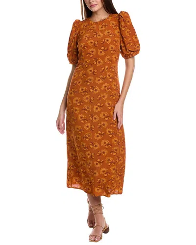 Rhode Anton Midi Dress In Orange