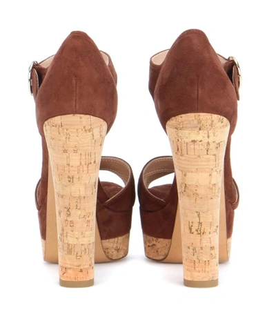 Shop Valentino Suede Sandals In Brown