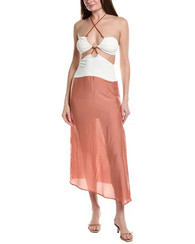 Vix Solid Silk-blend Midi Dress In Neutral