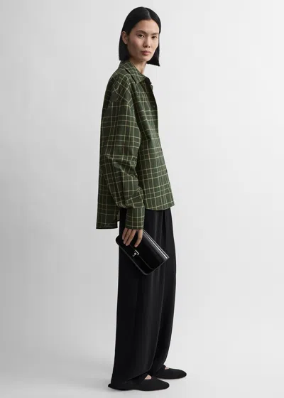 Totême Check-pattern Silk-blend Shirt In Gray