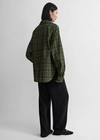 Totême Check-pattern Silk-blend Shirt In Gray