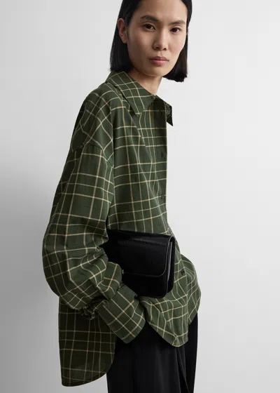Totême Check-pattern Silk-blend Shirt In Gray
