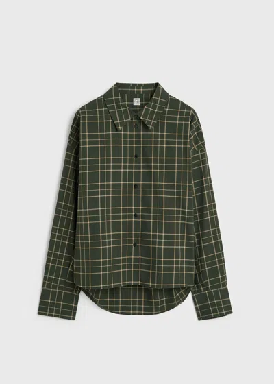 Totême Check-pattern Silk-blend Shirt In Gray