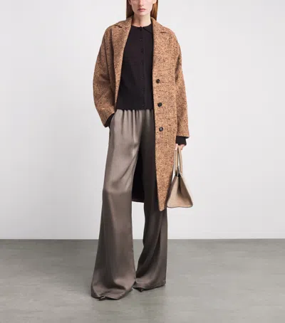 Kiton Wool-alpaca Single-breasted Coat In Brown