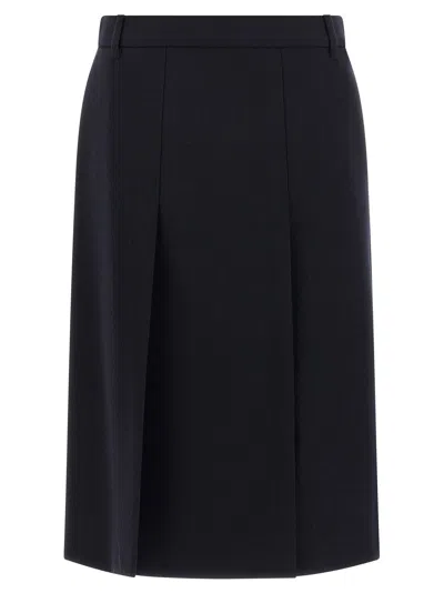 Prada Knee-length Skirt With Multiple Slits And Loops In Blue