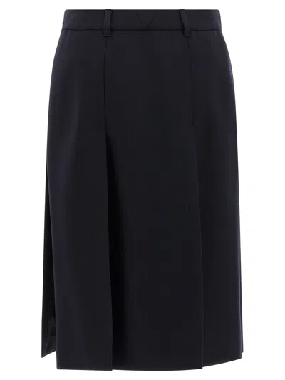 Prada Knee-length Skirt With Multiple Slits And Loops In Blue