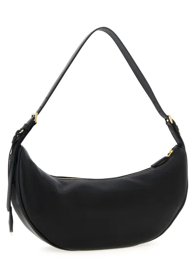 Prada Large Crescent Leather Crossbody Handbag In Black